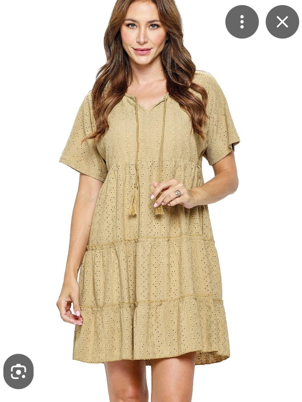 NWT Yak N Yeti Eyelet Tiered Mini Dress with Tassel Tie
